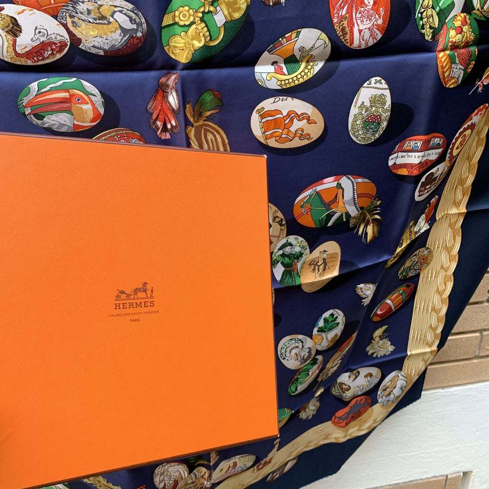 HERMES Paris Blue Silk Scarf Couvee D' 1994 Caty Latham - Picture 2 of 7